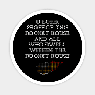 Rocket House Cross Stitch Magnet